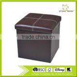 Brown Line Design Waterproof Faux Leather Storage Ottoman For Living Room thumbnail-1