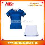 Hongen Customized Ladies Tennis Wear Cotton Reactive/Girls Tennis Shirts Blue Color thumbnail-1
