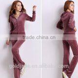 Wholesale Sportswear Casual Design Slim Women Yoga Sportswear With Velvet Fabric,running Wear Sets With Hood for Women Velvet thumbnail-5