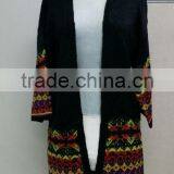 High Fashion Women's Half Sleeve Tassels Cardigan National Wind Sweater thumbnail-1