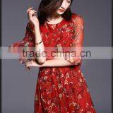 High Quality Real Silk Half Sleeve Round Neck Printed Summer Long Dress Latest Dress Designs thumbnail-4