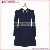 EW1681 Long Sleeves Chiffon Short Skater Dress With Braid thumbnail-1