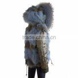 Myfur Fashion Adults Unisex Parka With Wolf Fur Lining Dyed Raccoon Fur Hooded Collar thumbnail-6