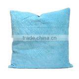 Velvet Cushion in Aqua With Vintage Kantha Backing thumbnail-4