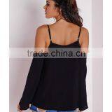 Latest Design Open Shoulders Thin Straps Woman Blouse thumbnail-3