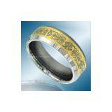 Dragon Laser Gold Tungsten Ring Flat Style Hot Sales thumbnail-1