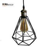 Polygon Wire Metal Industrial Vintage Hanging Lamp Kitchen Island Lighting Fixtures Ceiling Hanging Pendant Lighting thumbnail-1