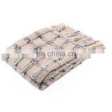 100%Acrylic Thick Beige Woven Check Pattern South Korean Style Blanket thumbnail-1