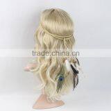 Wholesale Hair Accessories Girls Bohemia Braided Suede Headband With Feather Girls Hair Belts thumbnail-3