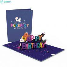 Happy Birthday Cats Pop-up Cards China Factory Best Selling 3D Pop Up Cards for Children thumbnail-1
