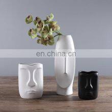 Nordic INS Style Figurines Frosted Creative Face Design Model Home Decorative Ornament Abstract Ceramic Flower Vase thumbnail-2