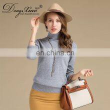 Chinese Supplier Soft Gold Cashmere Products Women High Neck Worsted Sweater thumbnail-2