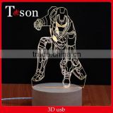 Creative 3d stereo and lamp LED decorative lamp personality Iron man skull romantic friends gifts 3d light