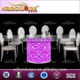 Stainless Steel Frame New Design LED Dining Table and White pu Dining Chair