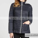 2015 OEM woman quilted winter padded jacket,with hood simple design China high quality workmanship