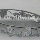 100773F- Round Metal Leaves Basket thumbnail-1