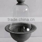 100572F-Antique Grey Metal and Glass Holder