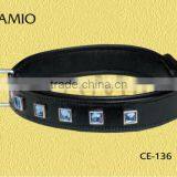 CE 136 Leather Dog Collar Padded With Diamond thumbnail-1