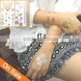 Wholesale Gold Silver Color Metallic Tattoo Temporary Gold Hair and Body Tattoo Sticker Factory thumbnail-1
