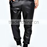 Boohoo Men's Sheep Napa Leather Look Skinny Trouser Joggers in Black