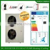 Split Condensor Indoor Work -25C Winter Floor House Heating 12kw/19kw/35kw Auto-defrost EVI Air Source Heat Pump Efficiency COP thumbnail-2