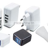 universal CE/FCC approvals US/EU/KR plug mobile table charger 5v 1a/2.1a with dual usb