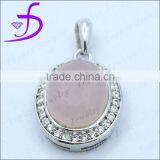 Stunning 925 Sterling Silver CZ and Rose Stone Pendant thumbnail-1