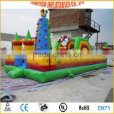 Bouncy house for children play inflatable fun city air bouncer with slide and climbing wall