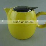 Hot Sale Stock Cheap Ceramic Colorful Round Tea Pot With Stainless Steel Lid thumbnail-2