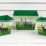 Rectangular Metal Pots Outdoor Christmas Decorations Reindeer thumbnail-1