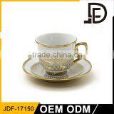 British Royal Design Ceramic Tea Cups Set / OEM Fine Porcelain Coffee Cups Saucers