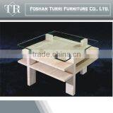 Modern Iran Imported Travertine With Glass Surface Coffee Table thumbnail-2