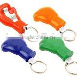 Plastic cute boxing glove shape bottle opener keychain