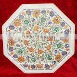 Pietra Dura Marble Inlay White Table Tops thumbnail-1