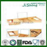 100% Bamboo Bathtub Caddy With Extendable Sides, Cellphone Tray & Integrated Wine Glass Holder thumbnail-6