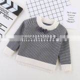 Wholesale Chinese Winter Clothes Kids Striped Cropped Pullover Sweaters With Bowknot thumbnail-2