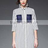 Outdoor Custom Cheap Lady Striped Breathable Linen Shirt Nice Design thumbnail-2