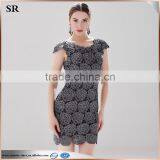 Short Sleeve Flower Cut-out Metallic Effect Ladies Slim Body Crochet Dress SR- D782 thumbnail-2