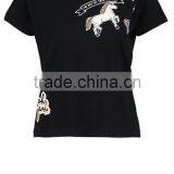 MGOO Hot Sale Low Cut Black T-shirts Fitness Screen Print Short Sleeve T-shirt For Women thumbnail-5