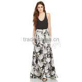 MGOO Latest Design Fashion Maxi Skrits For Women With White Floral Block Print A Line Floor Length 15146A121 thumbnail-4