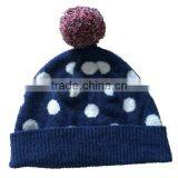 Latest New Design Jacquard Pattern Pom Pom Knit Beanie thumbnail-1