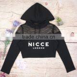 OEM/ODM Wholesale Bulk Pullover Swearshirts With Mesh Crop Hoodies for Women thumbnail-2