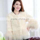 Women's Real Rabbit Fur Coat With Mongolia Lamb Fur Big Skirt Hem Bright Color Natural Fur Coats Female thumbnail-6