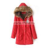 Womens Hooded Warm Winter Coats Faux Fur Lined Parkas Black Pink Green Blue Red thumbnail-1