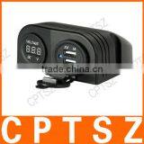2 USB Socket + Digital LED Voltmeter Socket + Two Hole Tent Base for Car Truck Motorcycle Boat for ATV thumbnail-5