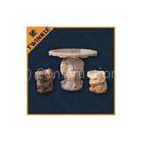 Beige Carved Marble Garden Ornaments With Outdoor Decor Bench And Table