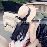 Summer Bow Ribbon Straw Sun Hat Beach Wide Brim Roll-up Floppy Cap thumbnail-2