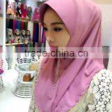 Purple Peach Women Muslim Hemp Blue Simple Hood Scarf Hijabs/wuxe Solid Color Pretty Muslim Hijab/lual Fashion Muslim Hijab