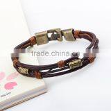 XP-LB-2182 Hot Sale Ancient Bronze Metal Alloy Leather Bracelet thumbnail-3