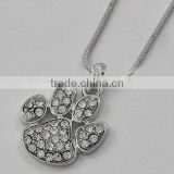 Neckel Free Zinc Alloy Clear Stone Paw Print Pendant Snake Chain Necklace